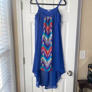 AUW | Sleeveless High-Low Dress with Multi-Color Print